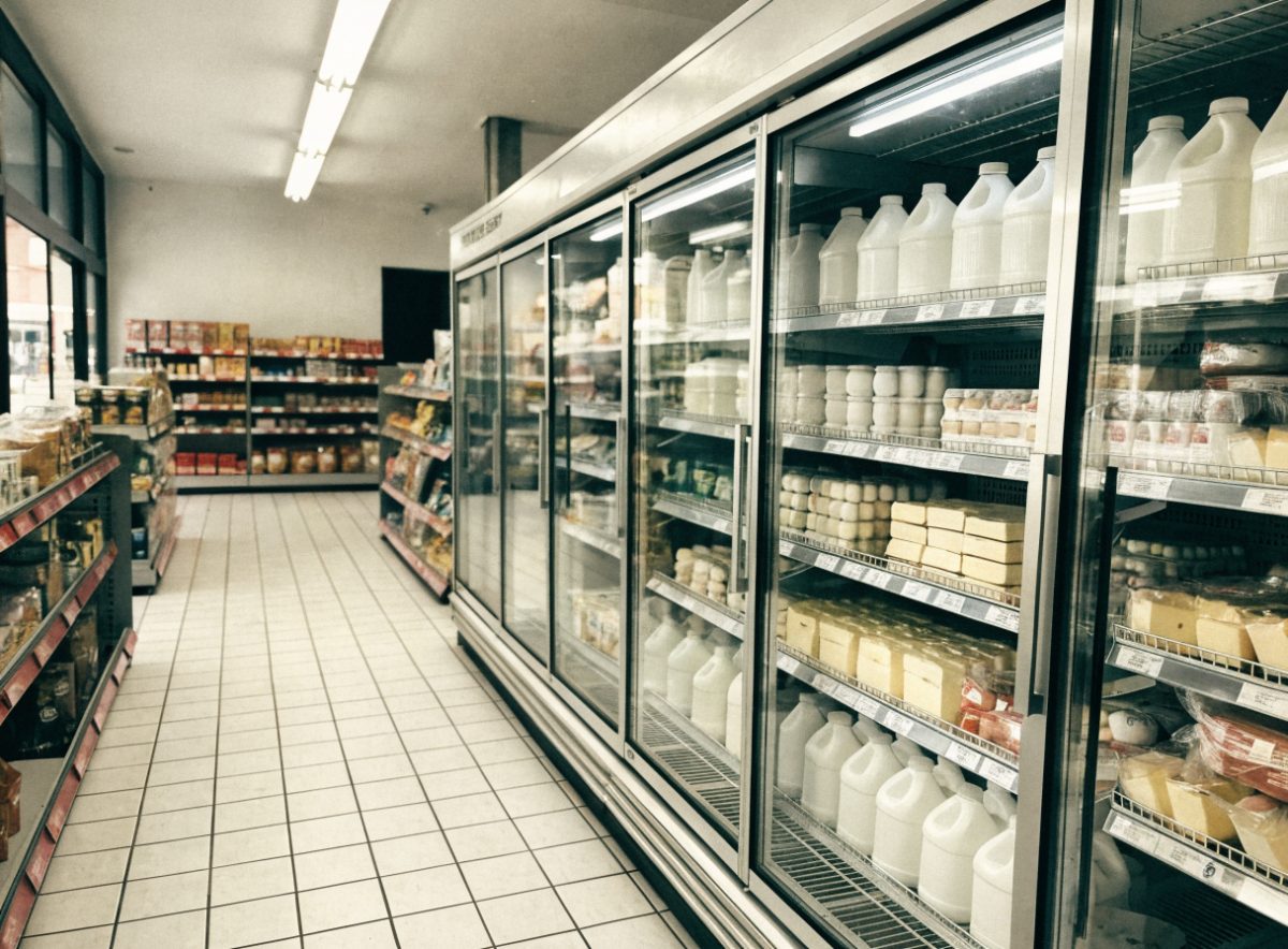 Refrigerated dairy coolers with milk and eggs