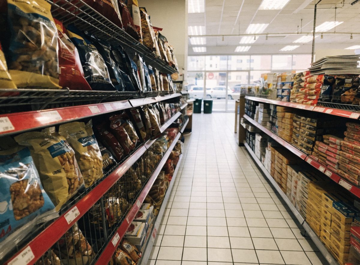 Snack aisle with chips and candy